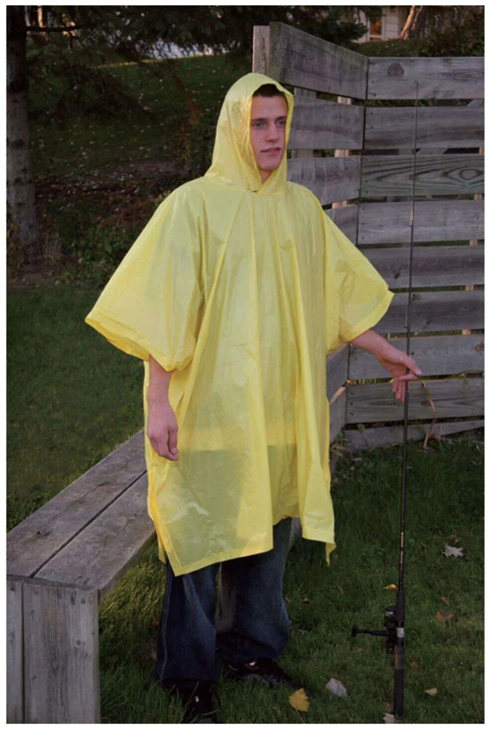 (1 Pack) PVC Rain Poncho for Adults Waterproof Emergency Hooded Poncho Raincoat