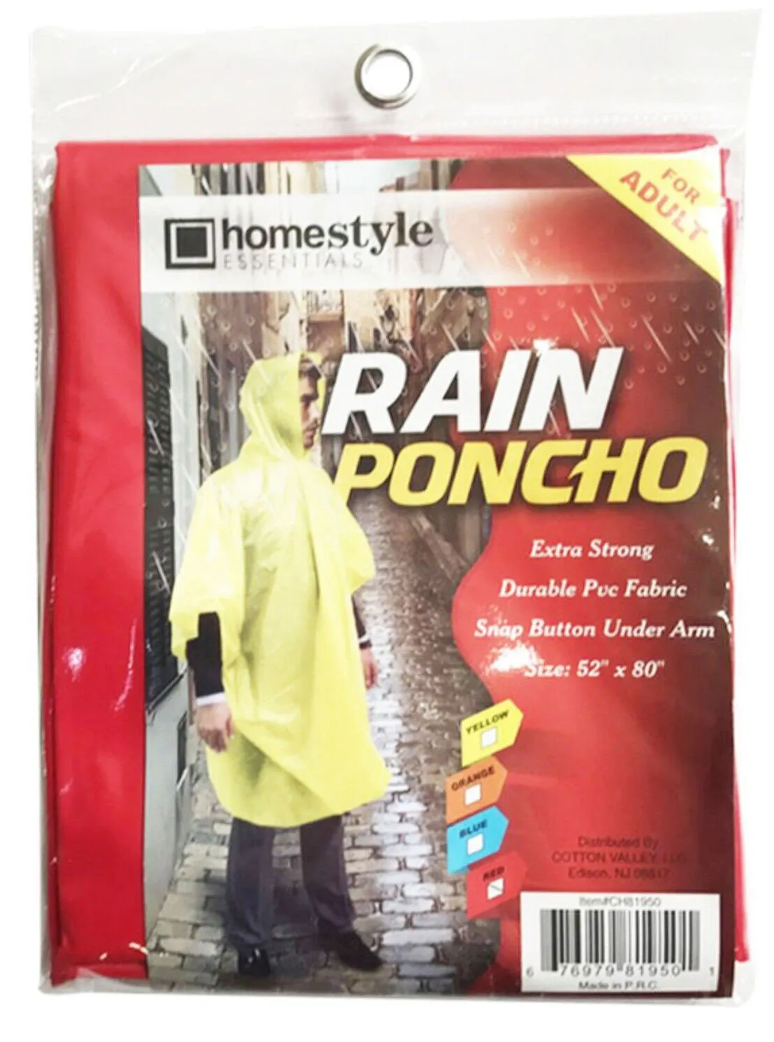 (2 Pack) PVC Rain Ponchos for Adults Waterproof Emergency Hooded Poncho Raincoat