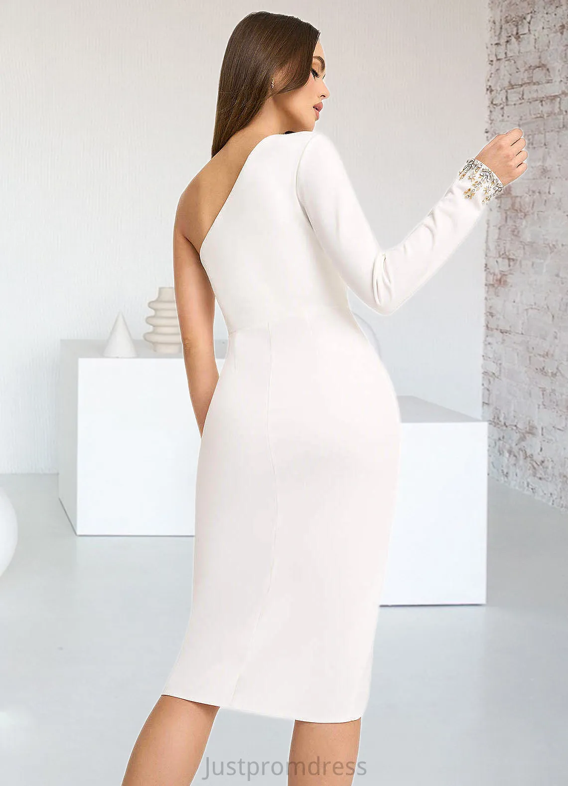 Aiyana Kensie White One Shoulder Midi Dress Atelier Dresses | Azazie HHP0022883