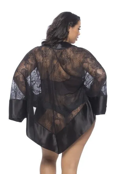 All Over Lace Handkerchief Robe - Black - One Size/Queen