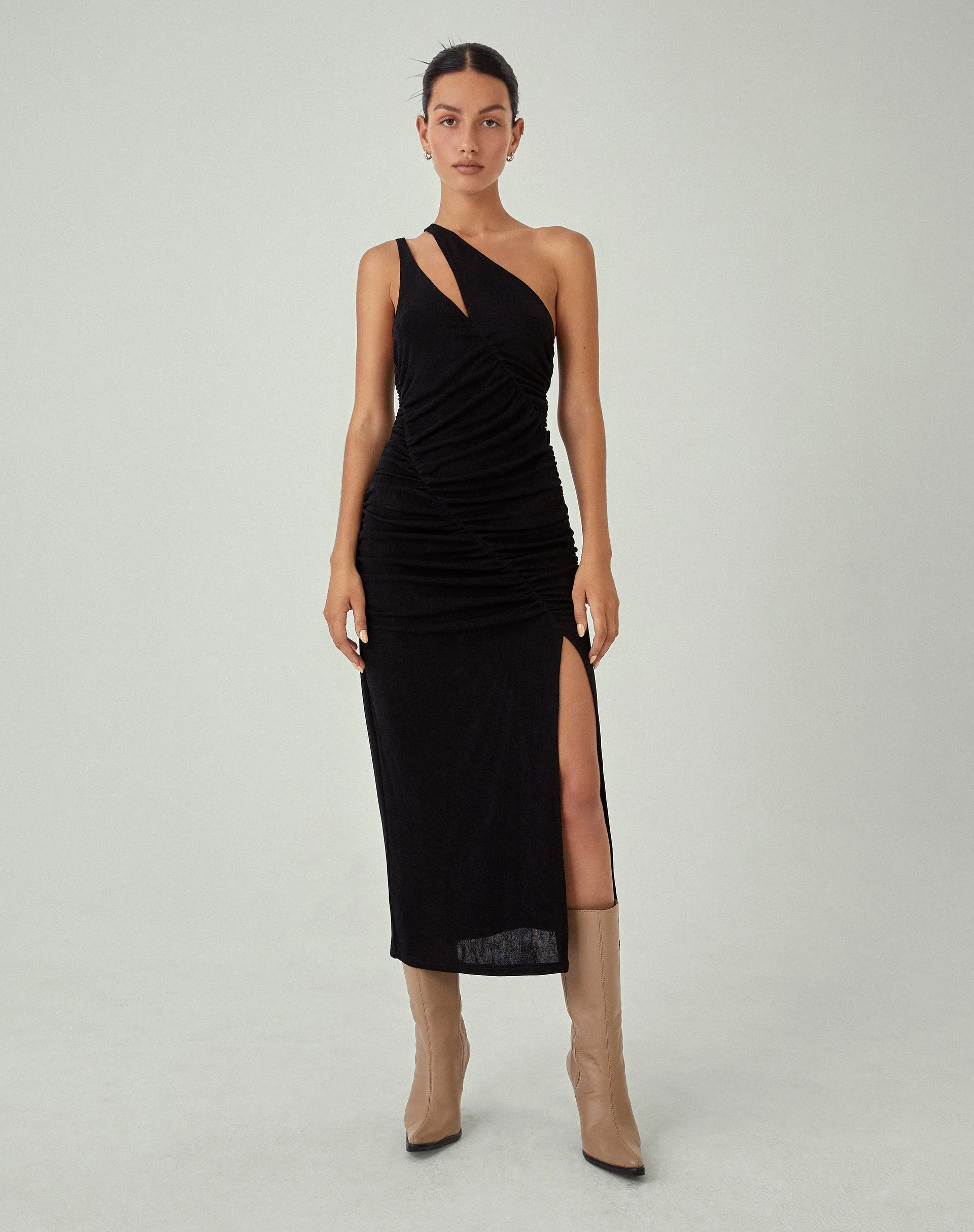 Arista Midi Dress in Black