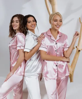 Bachelorette Custom Satin Pajamas for Bridesmaids Bridal Shower - Sh   Long