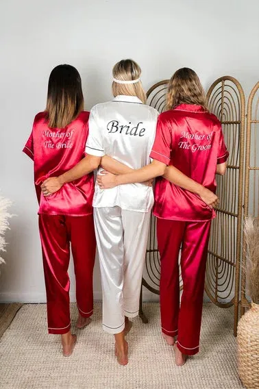 Bachelorette Custom Satin Pajamas for Bridesmaids Bridal Shower - Sh   Long