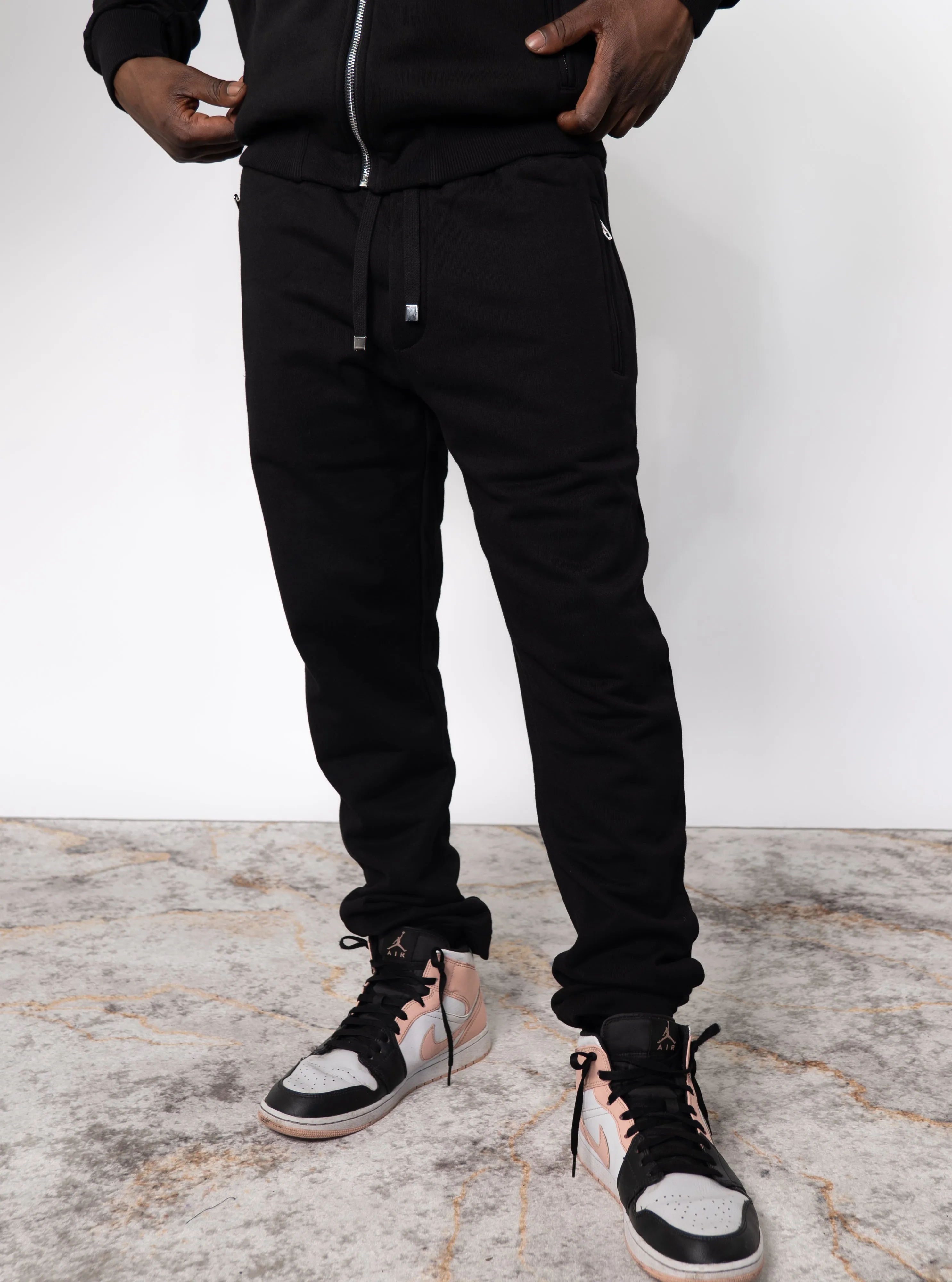 Black Drawstring Zip Pants.