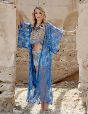 Blue lace kimono