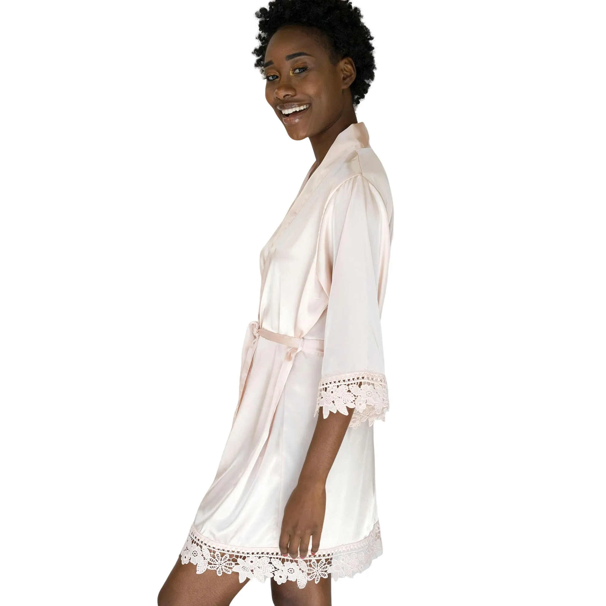 Blush Lila Lace Bridal Robe