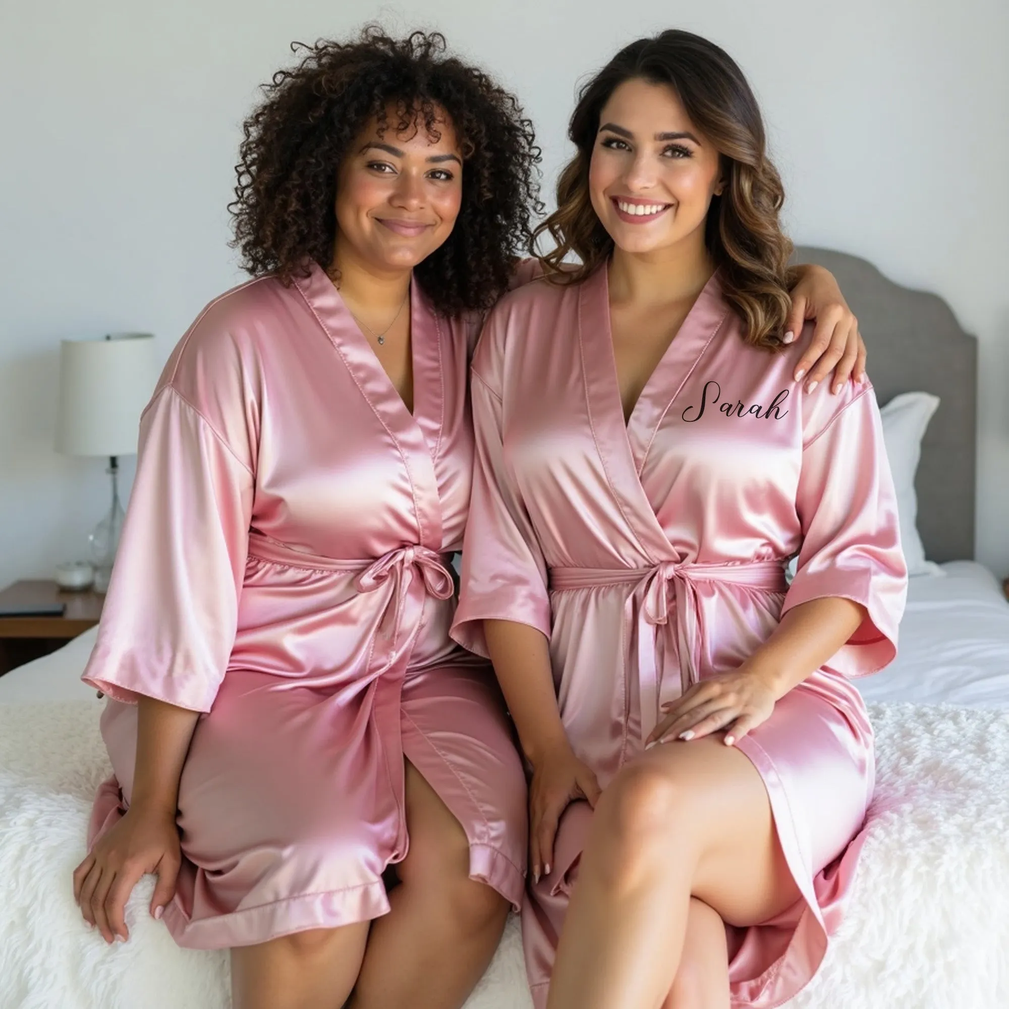 Bridesmaid Robe Set of 5, Personalized Robes in Front & Back, 26 Colors, 3T-6XL