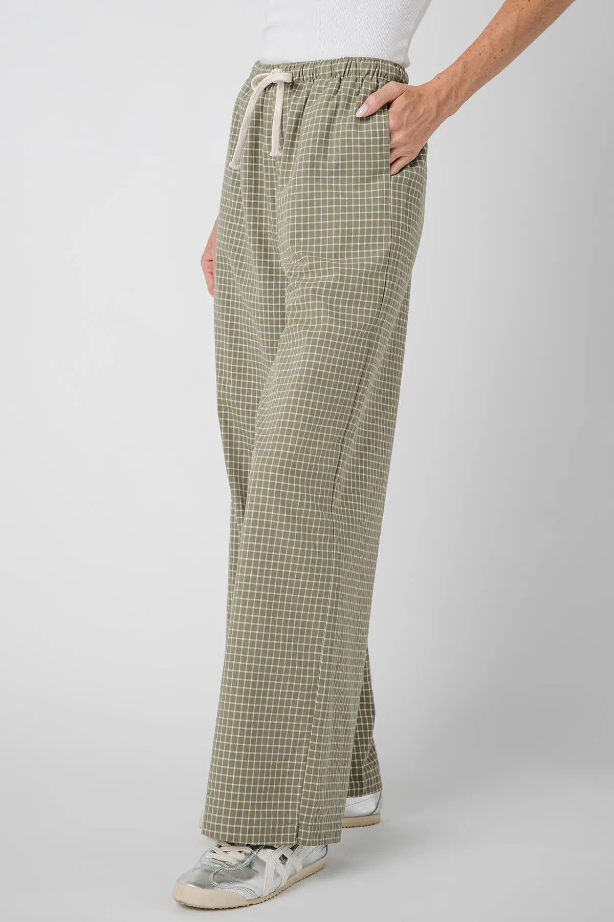 Buttermelon Drawstring Checkered Pants