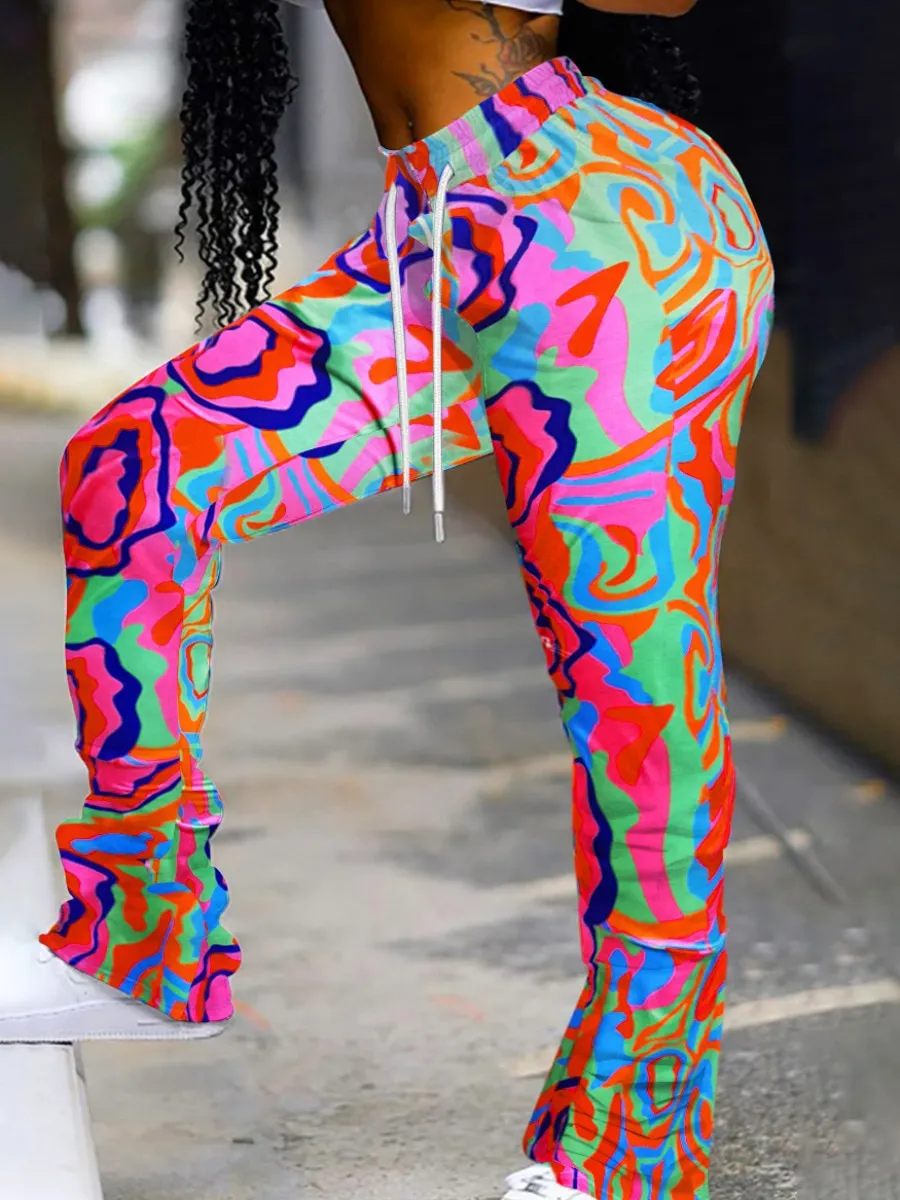 Casual Multi Color Printed Fashion Pants