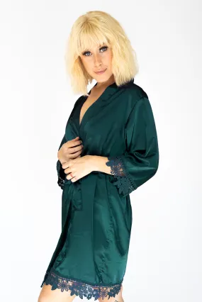 Dark Green Lila Lace Bridal Robe