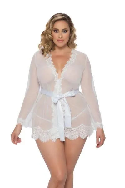 Eyelash Lace Robe-White