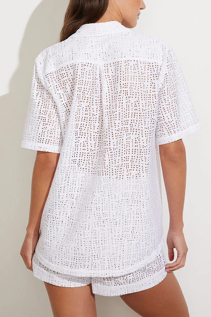 Eyelet Lace Island Shirt in White