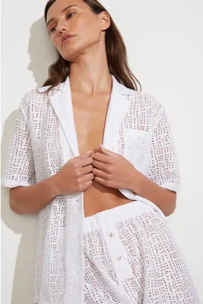 Eyelet Lace Island Shirt in White