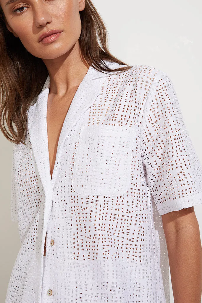 Eyelet Lace Island Shirt in White