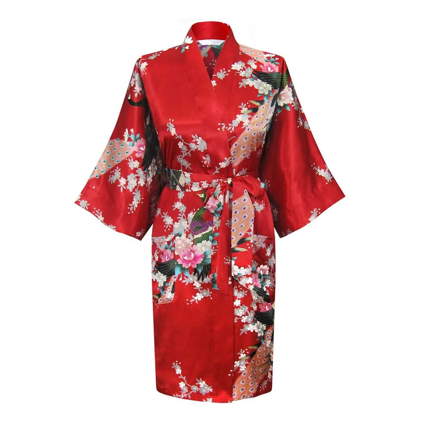 Fiery Red Mommy and Me Robes, Floral, Satin Feel