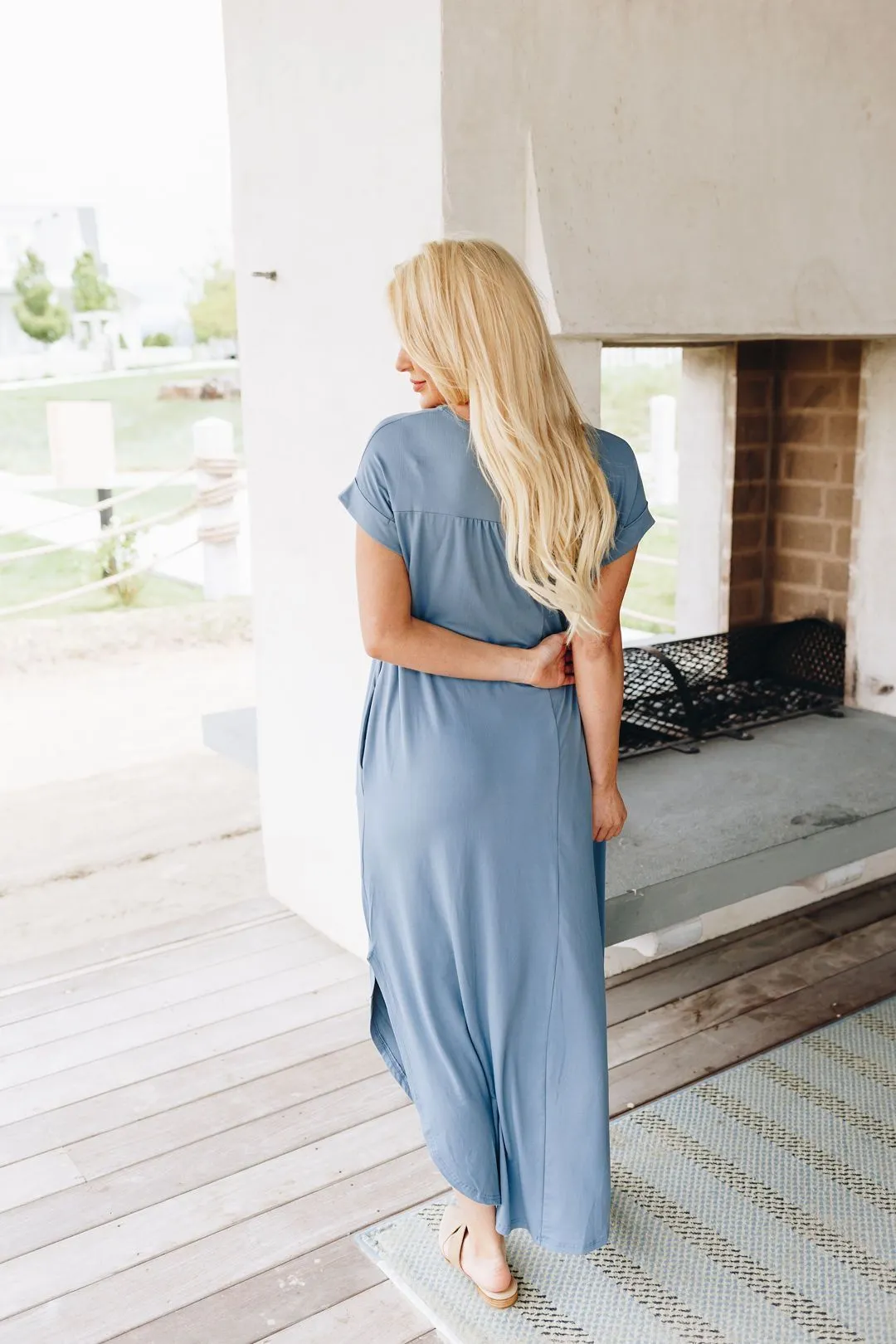 Free And Easy Maxi Dress In Dusty Blue