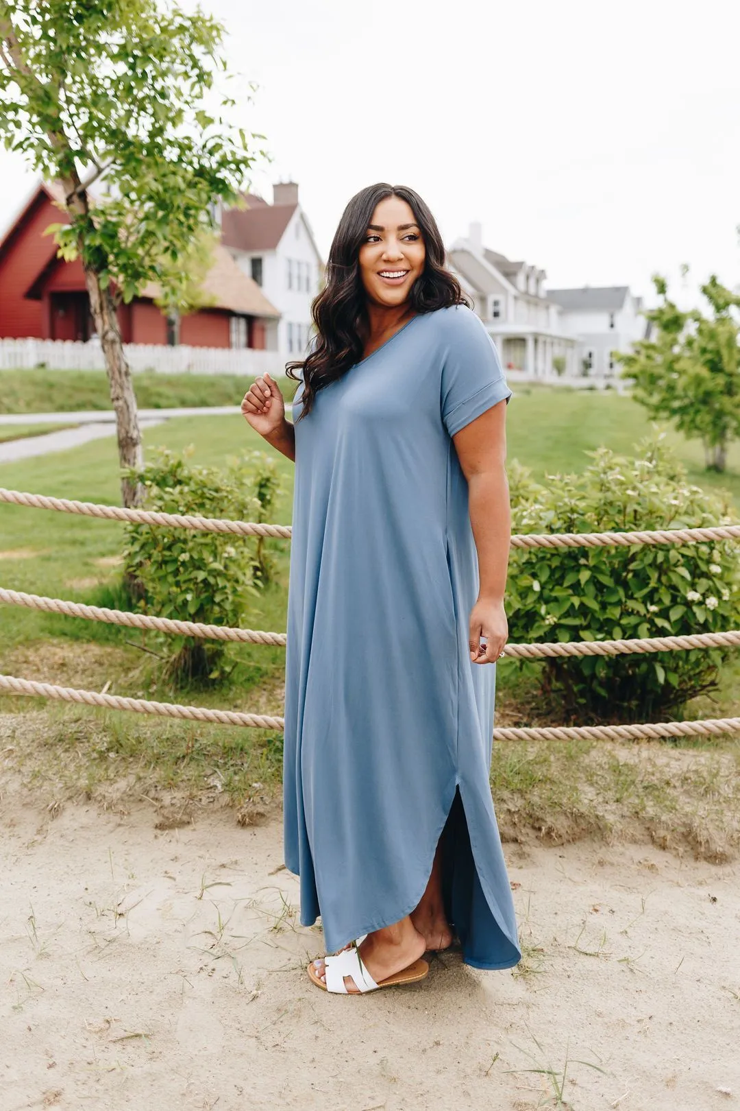 Free And Easy Maxi Dress In Dusty Blue