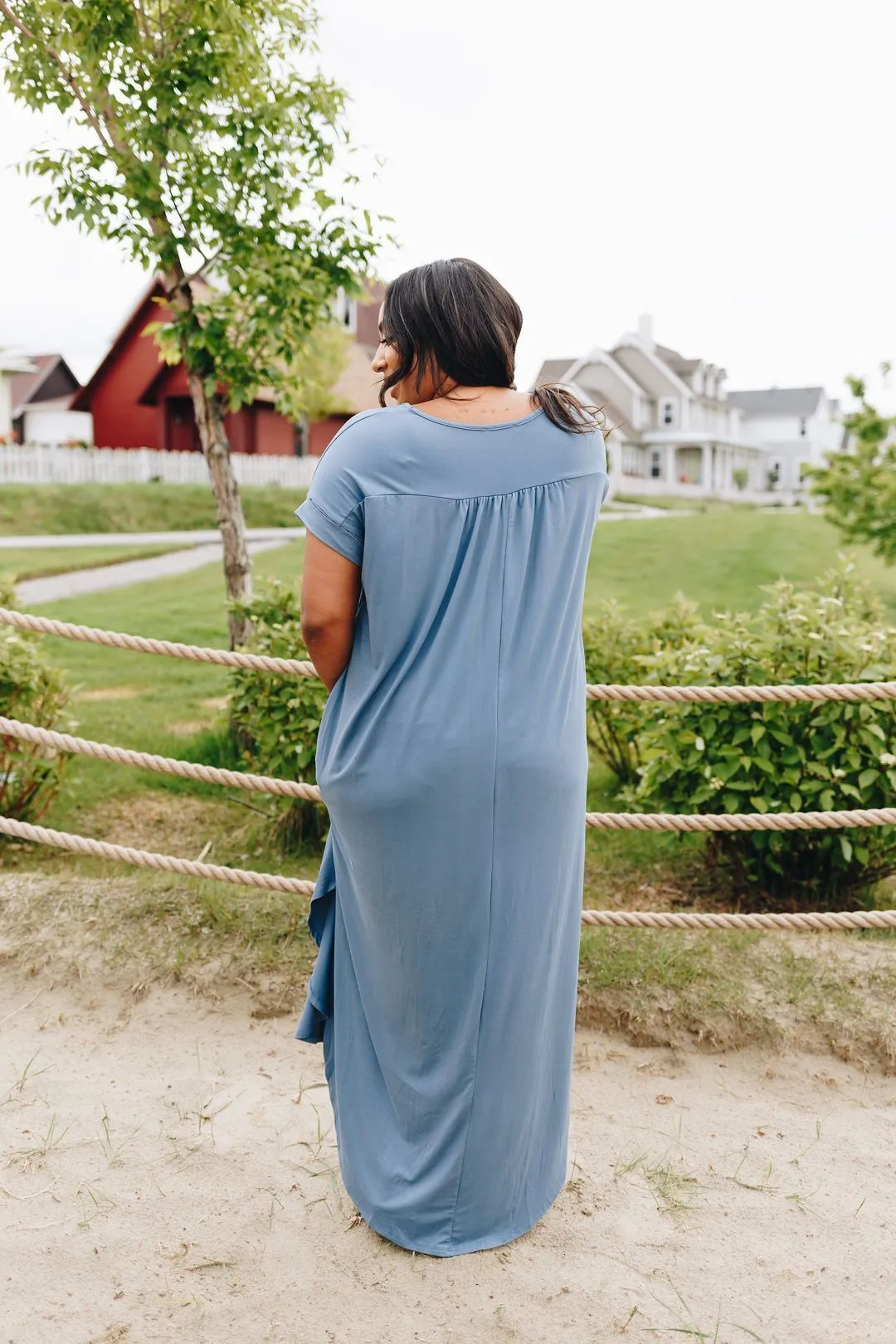 Free And Easy Maxi Dress In Dusty Blue