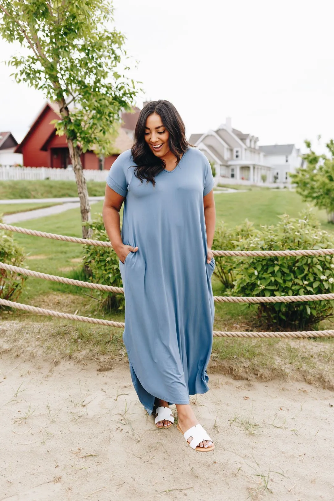 Free And Easy Maxi Dress In Dusty Blue