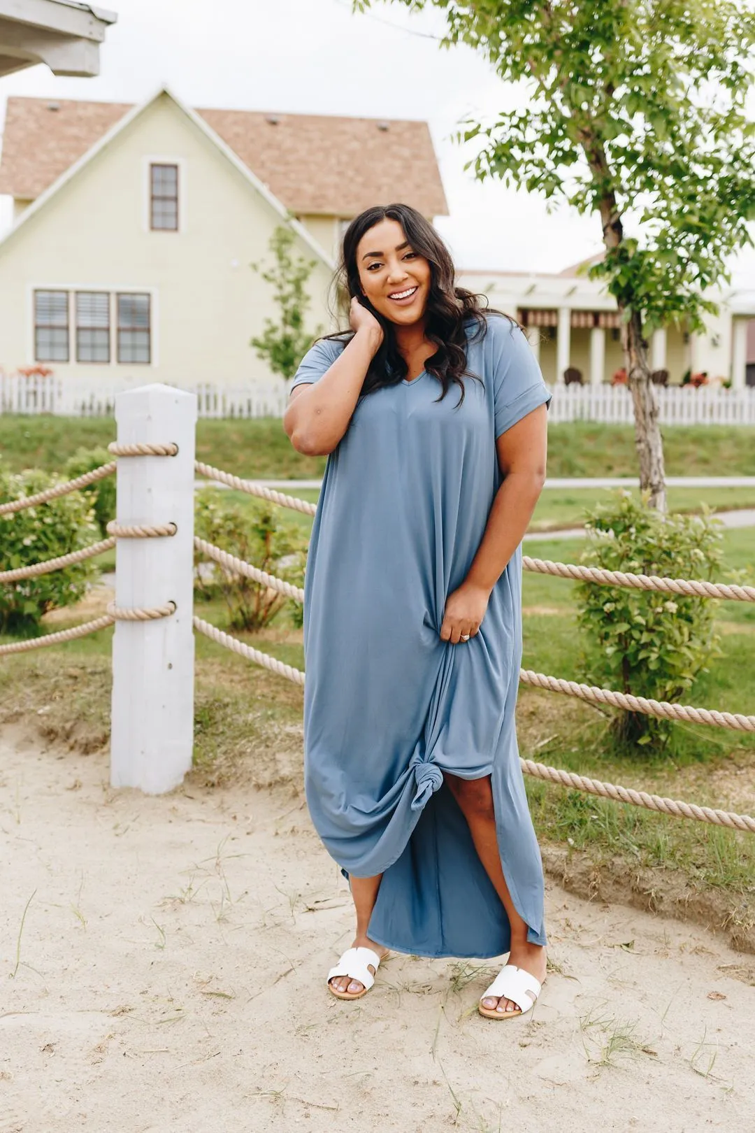 Free And Easy Maxi Dress In Dusty Blue