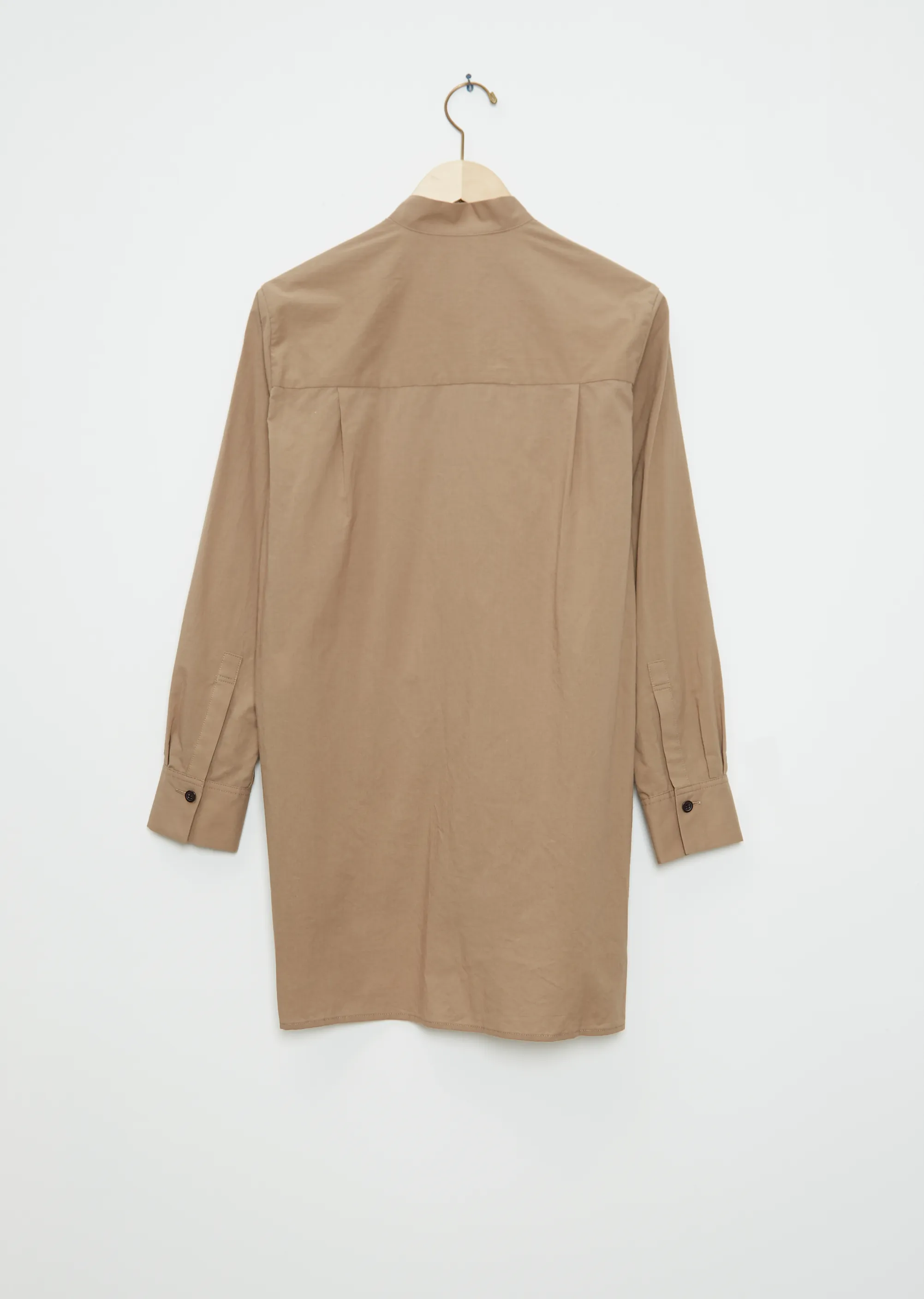 Frill Collar Cotton Shirt — Beige