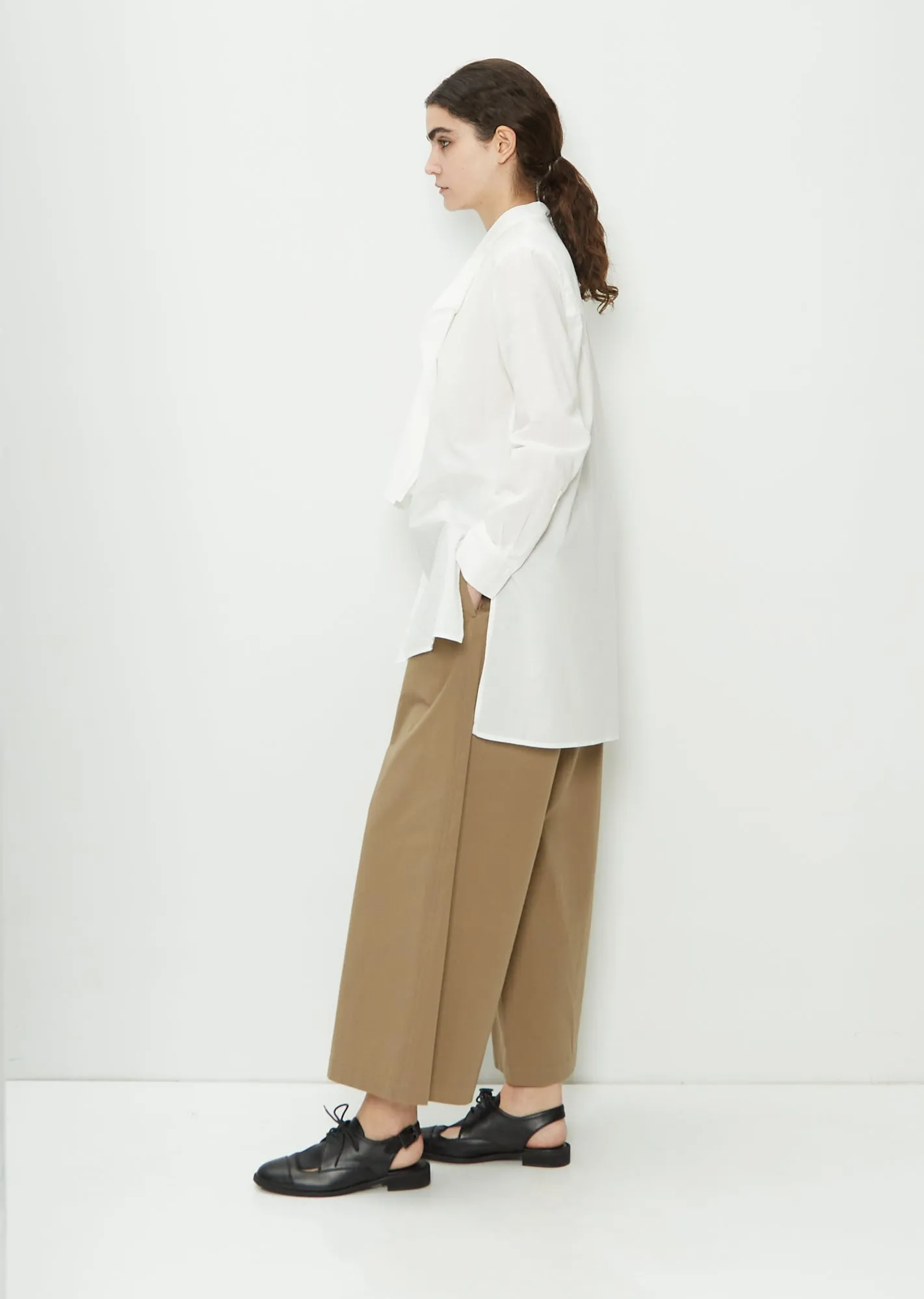 Frill Collar Cotton Shirt — White