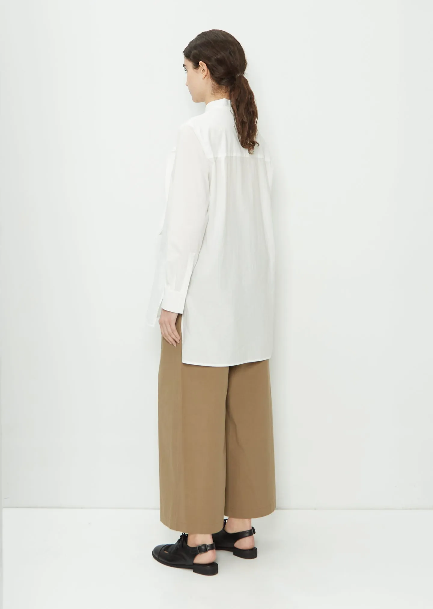 Frill Collar Cotton Shirt — White