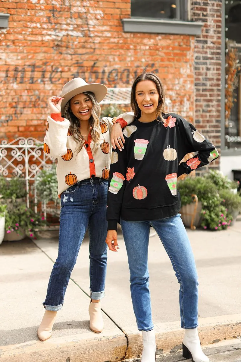 Glitter Pumpkin Cardigan