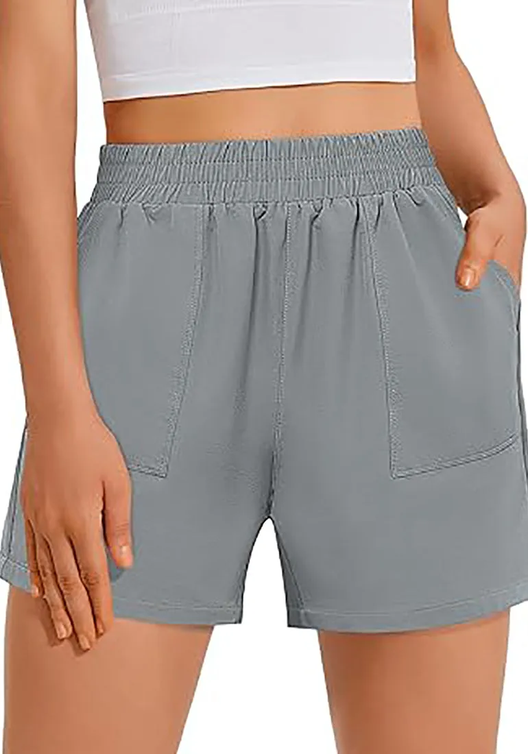 GRAPENT Women's Regular Lounge Casual High Rise Pocket Shorts