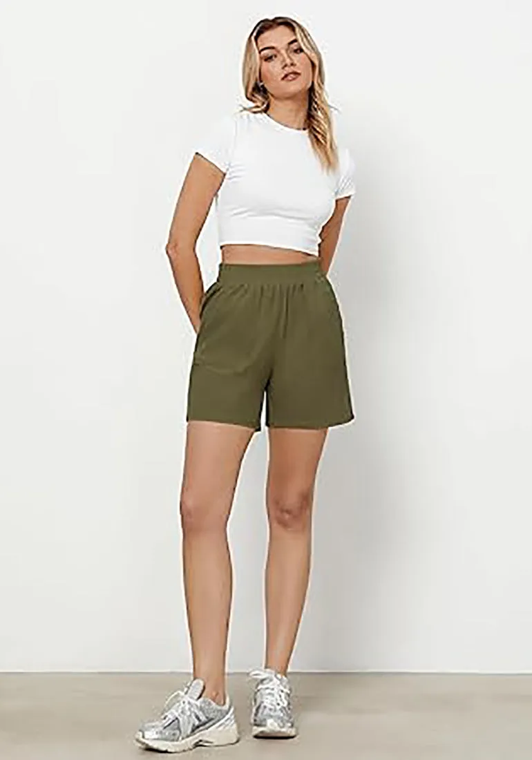 GRAPENT Women's Regular Lounge Casual High Rise Pocket Shorts