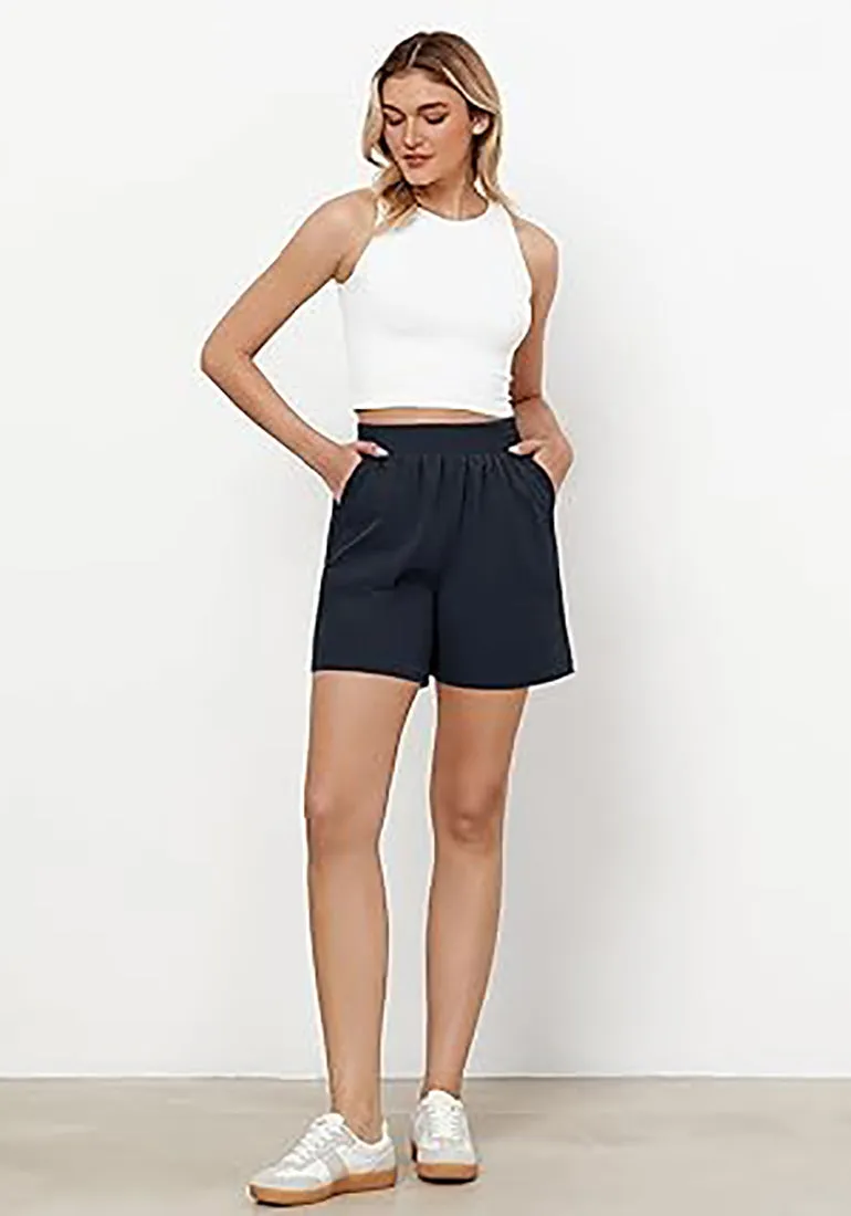 GRAPENT Women's Regular Lounge Casual High Rise Pocket Shorts