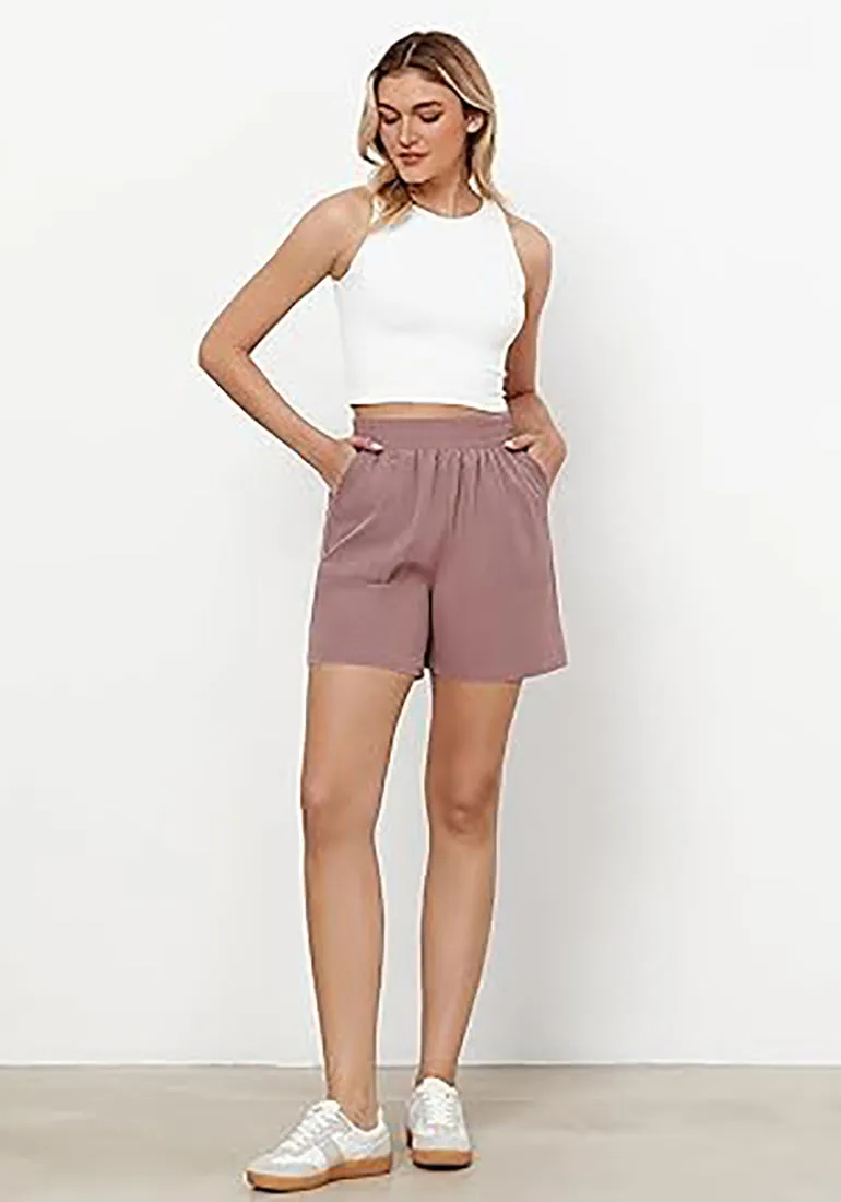 GRAPENT Women's Regular Lounge Casual High Rise Pocket Shorts