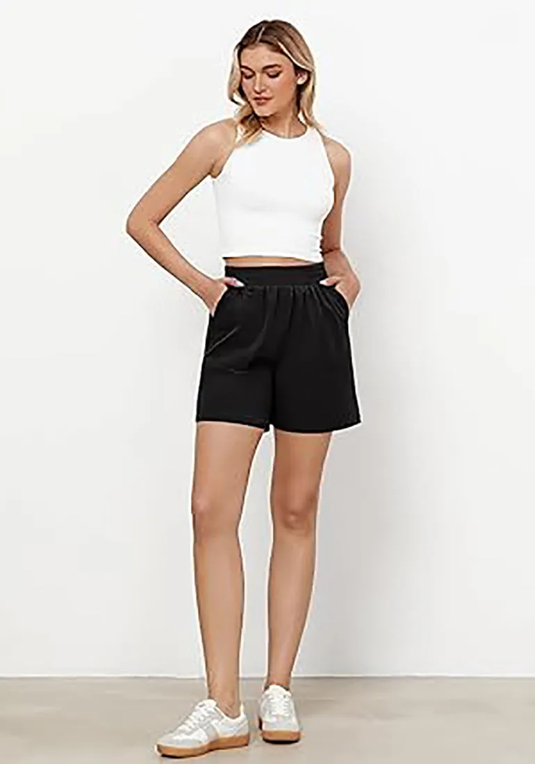 GRAPENT Women's Regular Lounge Casual High Rise Pocket Shorts