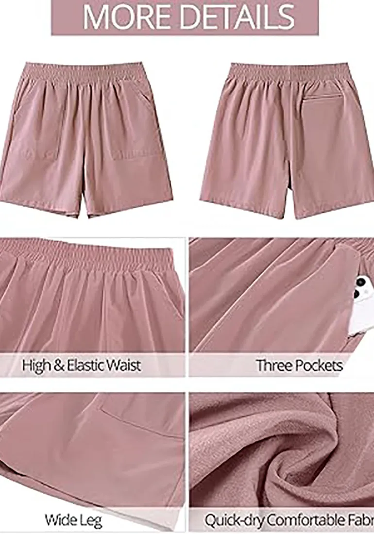 GRAPENT Women's Regular Lounge Casual High Rise Pocket Shorts