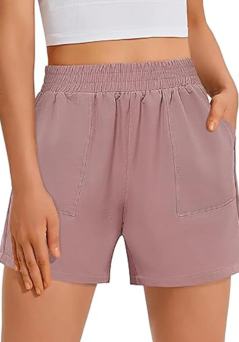 GRAPENT Women's Regular Lounge Casual High Rise Pocket Shorts