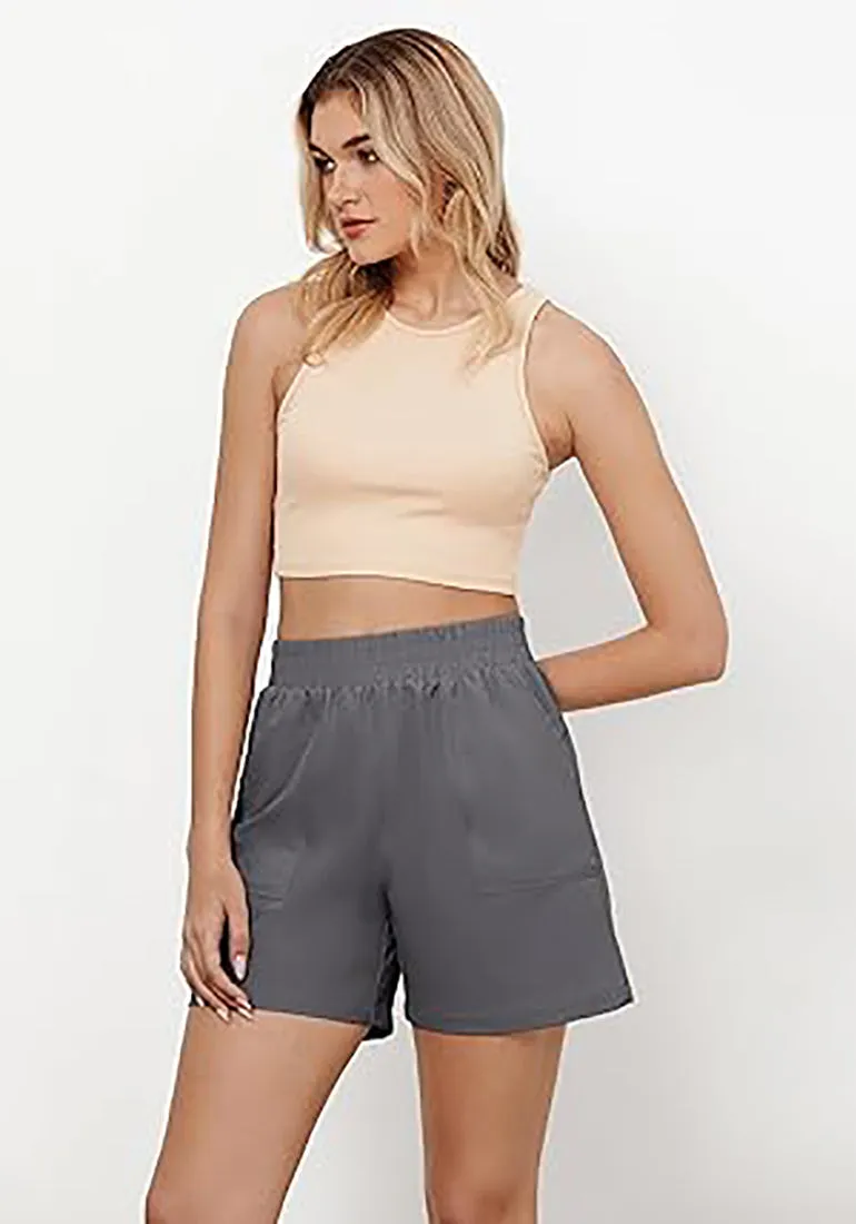 GRAPENT Women's Regular Lounge Casual High Rise Pocket Shorts