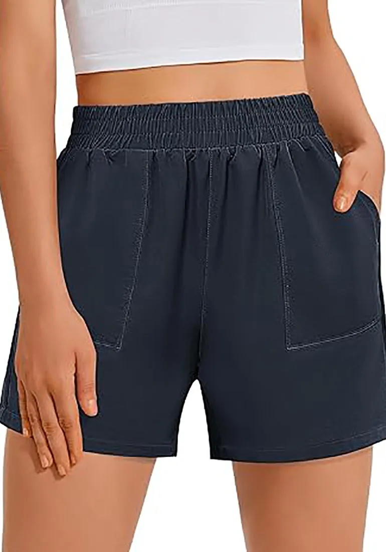 GRAPENT Women's Regular Lounge Casual High Rise Pocket Shorts