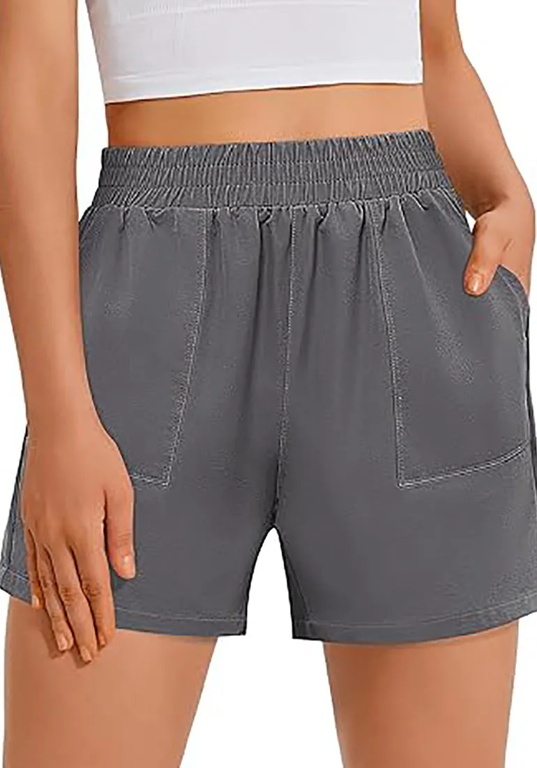 GRAPENT Women's Regular Lounge Casual High Rise Pocket Shorts