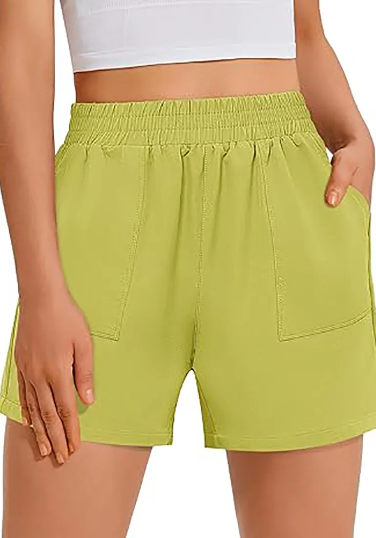 GRAPENT Women's Regular Lounge Casual High Rise Pocket Shorts