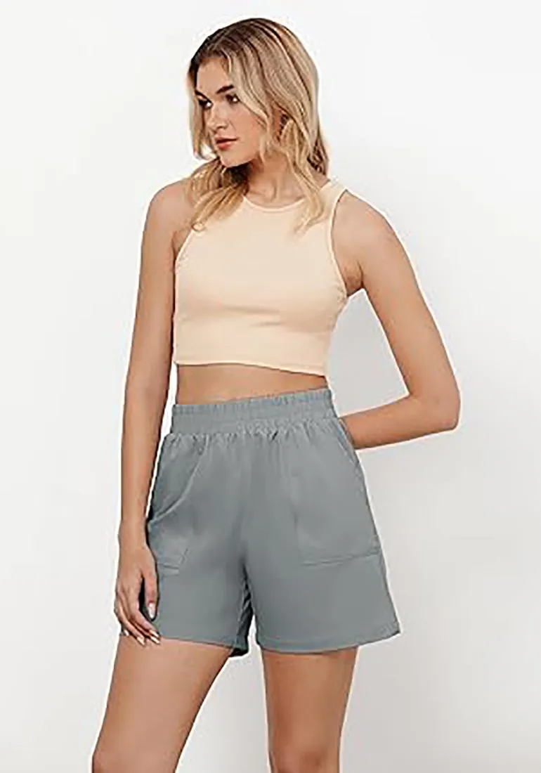 GRAPENT Women's Regular Lounge Casual High Rise Pocket Shorts