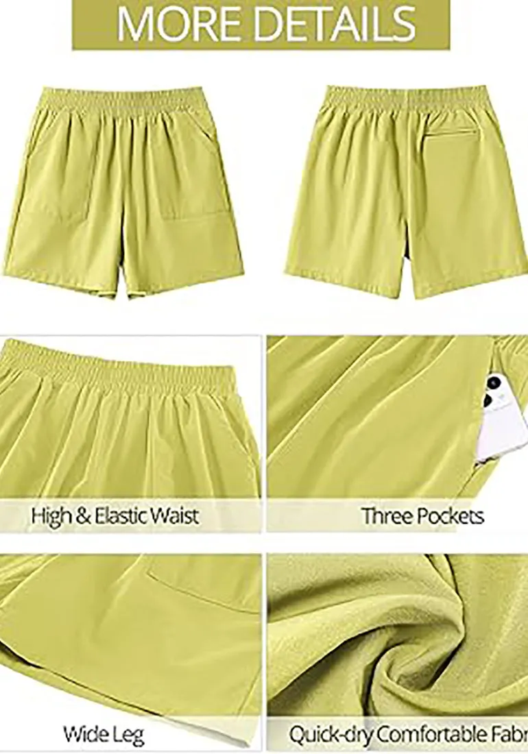 GRAPENT Women's Regular Lounge Casual High Rise Pocket Shorts