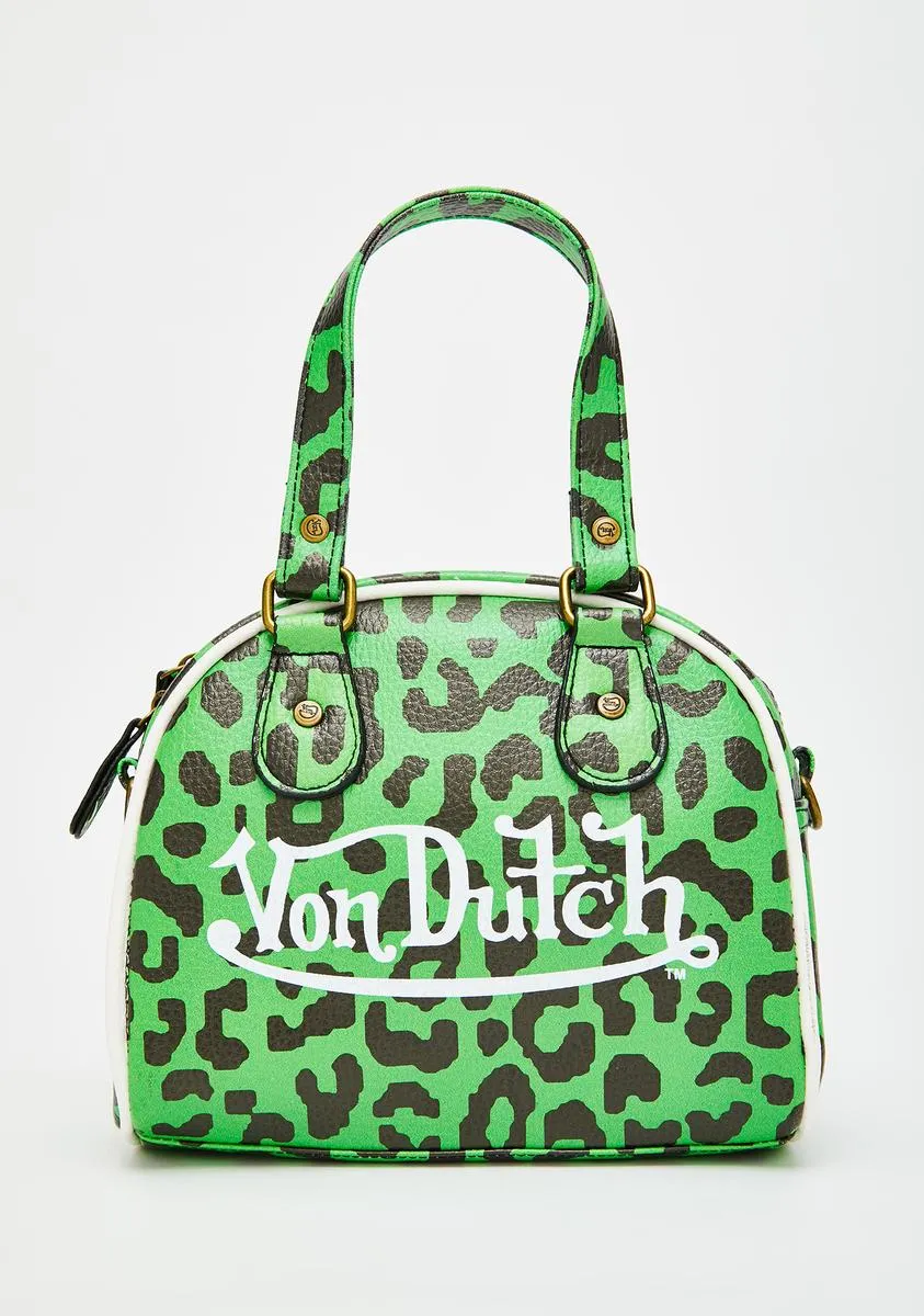 Green Leopard Small Bowling Bag