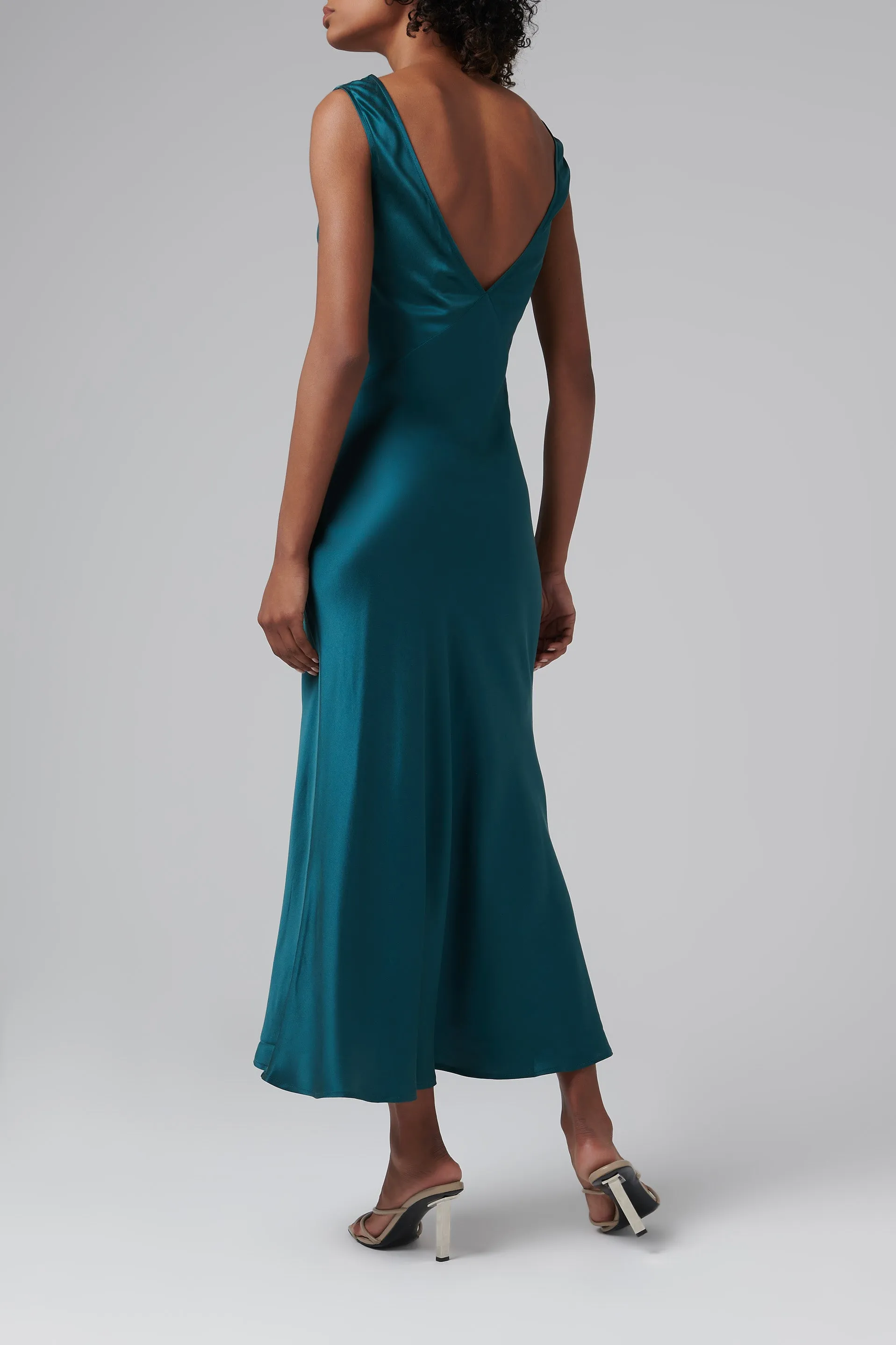 Green Silk Midi Dress