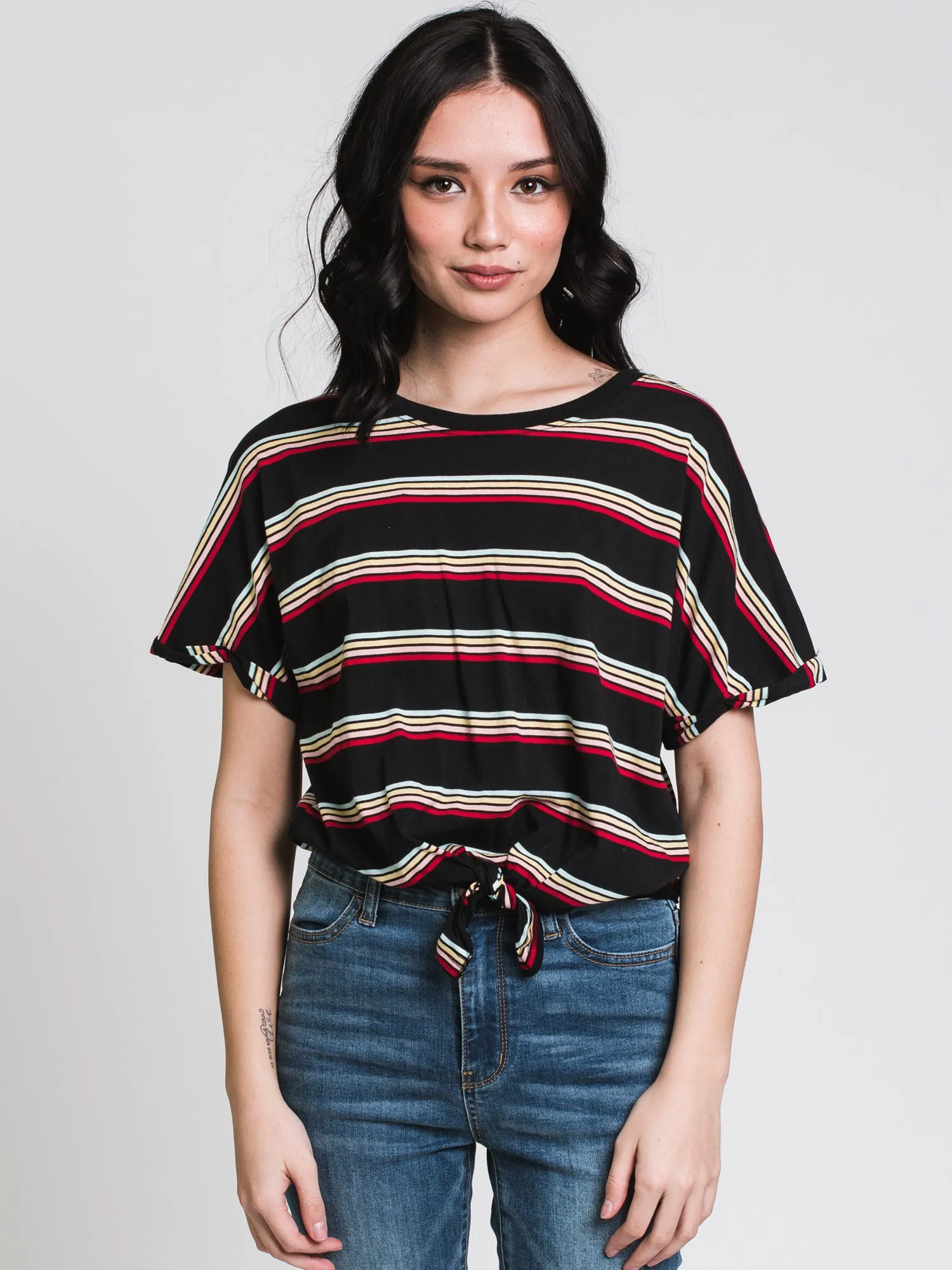 HARLOW LAYLA KNOTTED STRIPE TEE - CLEARANCE