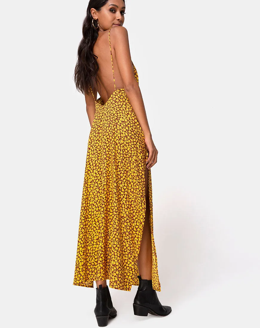 Hime Maxi Dress in Ditsy Rose Marigold