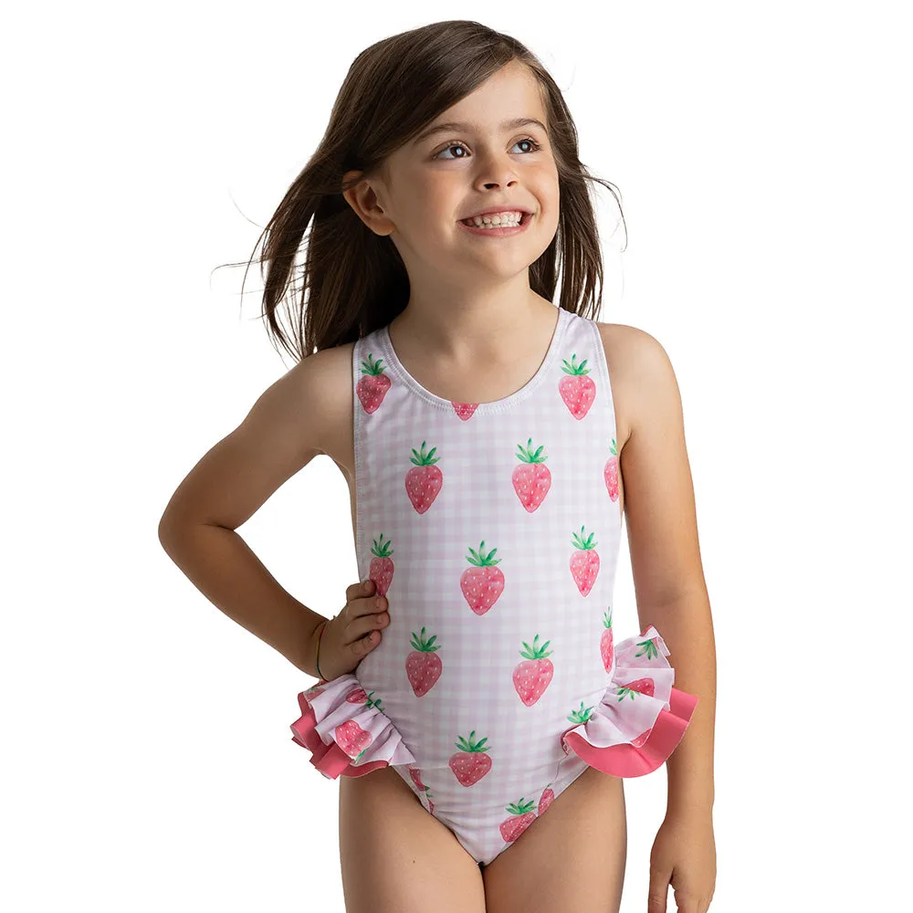 Holbox Pink One-Piece Swimsuit with Strawberries