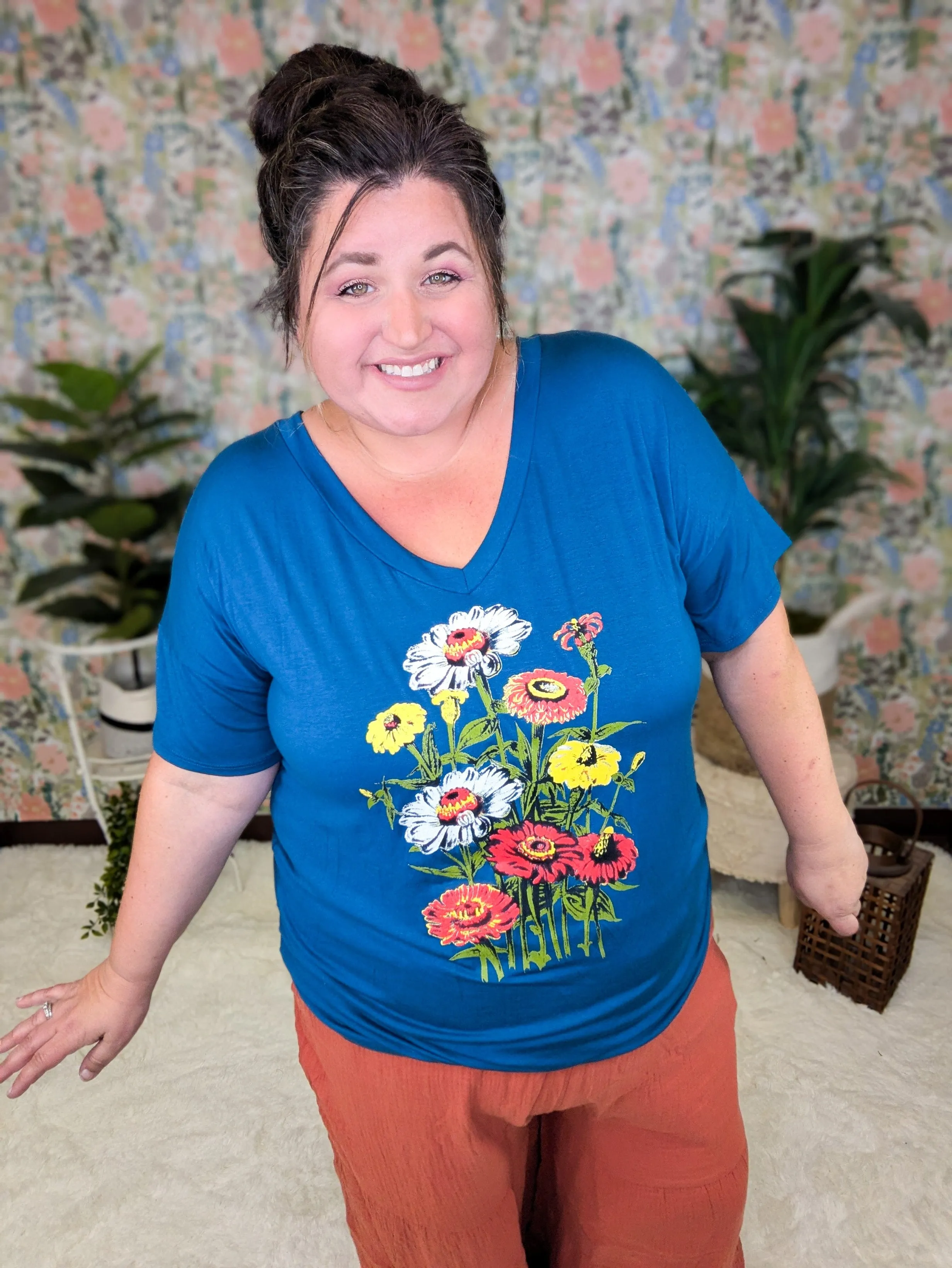 In the Wildflowers Luxe Tee on Dark Teal