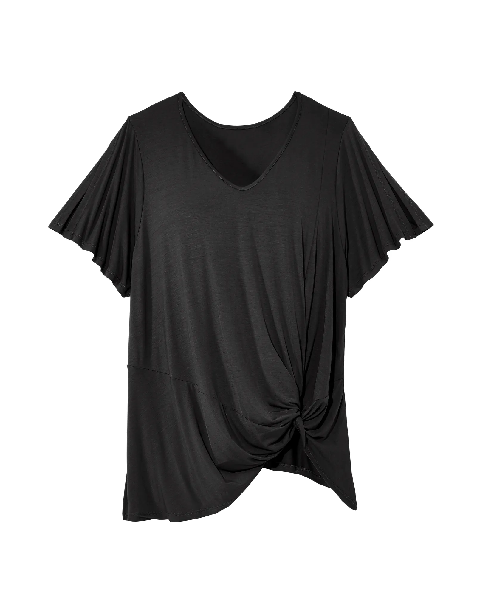 Jasmine Knotted VNeck Tee | Black