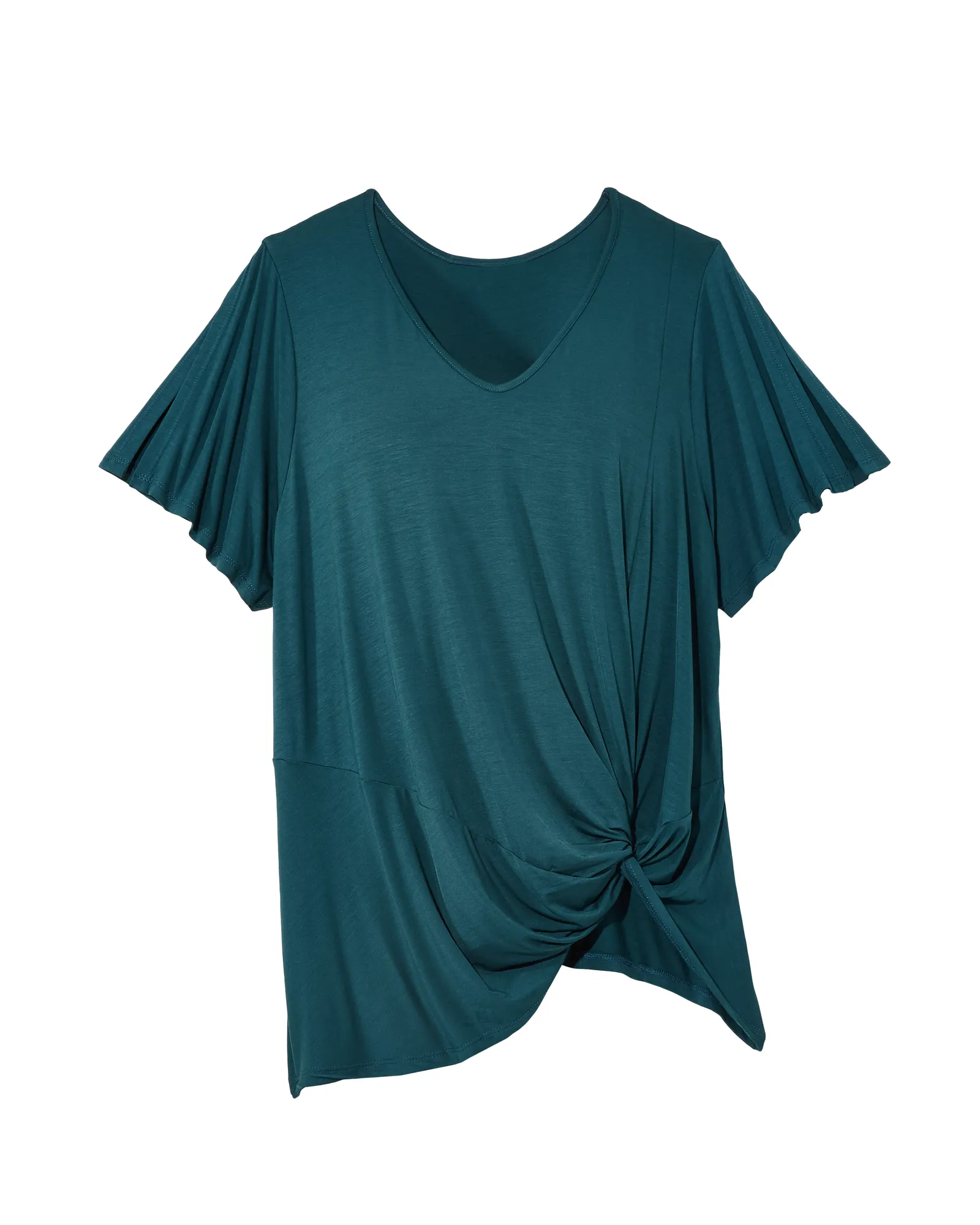 Jasmine Knotted VNeck Tee | Teal