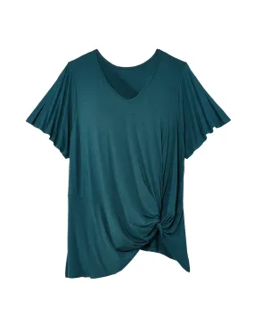 Jasmine Knotted VNeck Tee | Teal